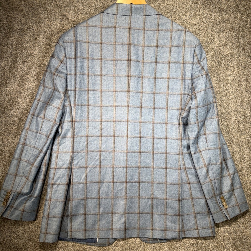Joseph Abboud Heritage Windowpane Blazer Mens 44 Long Blue Reda Super 130s Wool - Picture 4 of 16